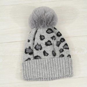 🥰WB Leopard Beanie with Removable pompm